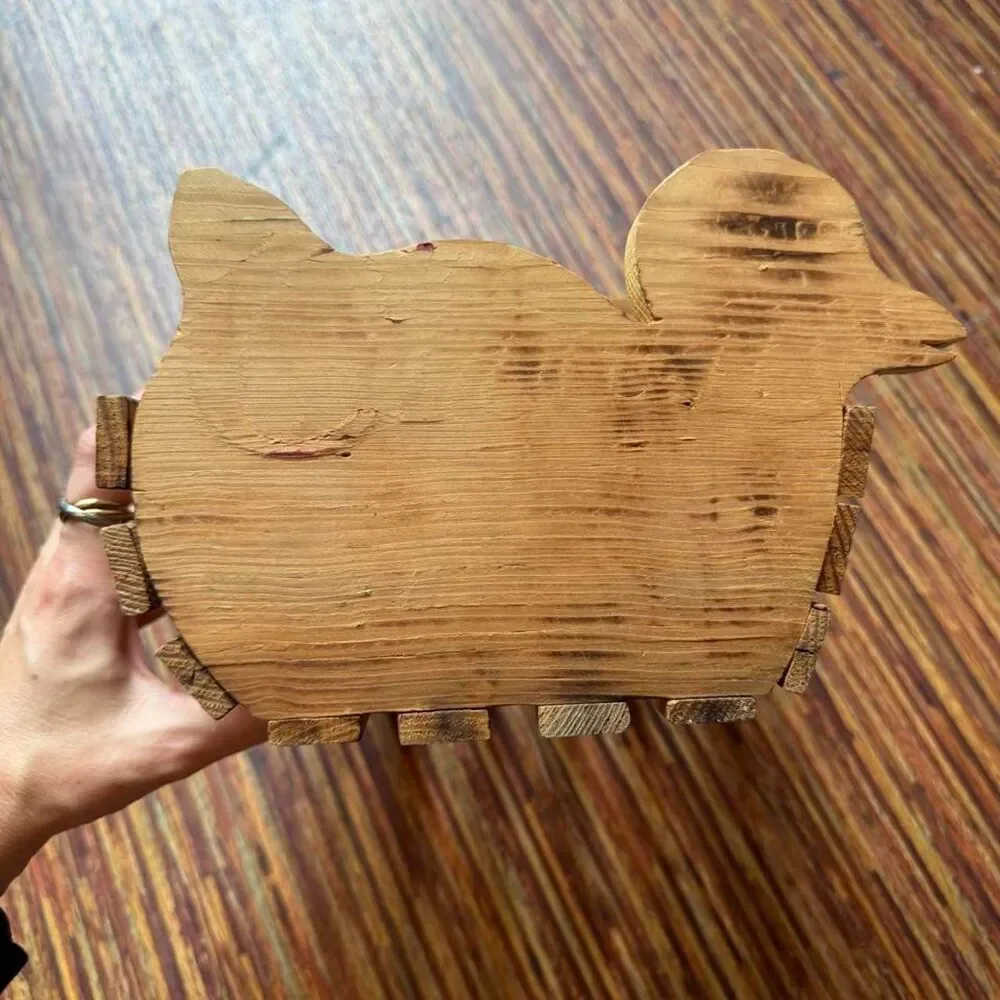 Vintage Handmade Wood Duck Crate Basket